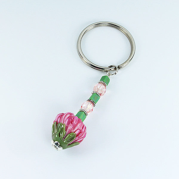 Protea Flower Key Ring Accessories - Dragon Fire Beads Online