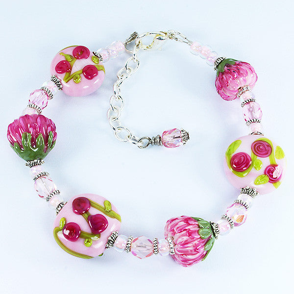 Protea & Rose Flower Bracelet Bracelets - Dragon Fire Beads Online