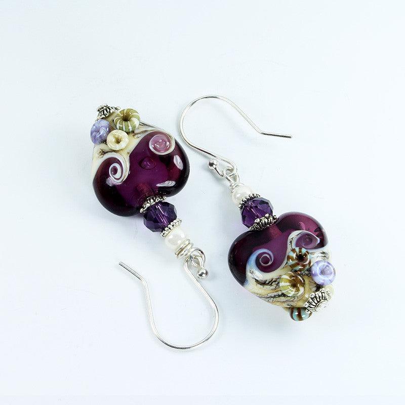 Seaside Purple  Earrings Earrings - Dragon Fire Beads Online