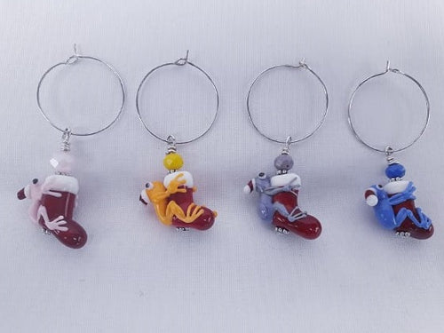 Christmas frogs  Wine Glass Charms