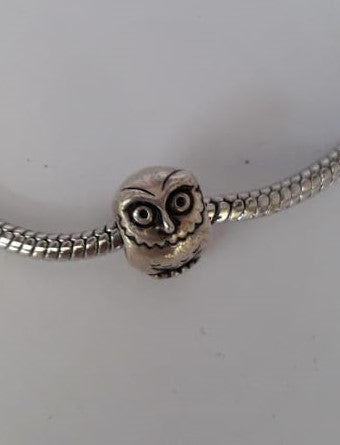 Silver-plated Owl Charm Annabella Beads - Dragon Fire Beads Online